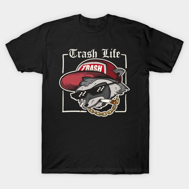 Trash Life Raccoon T-Shirt by wookiemike